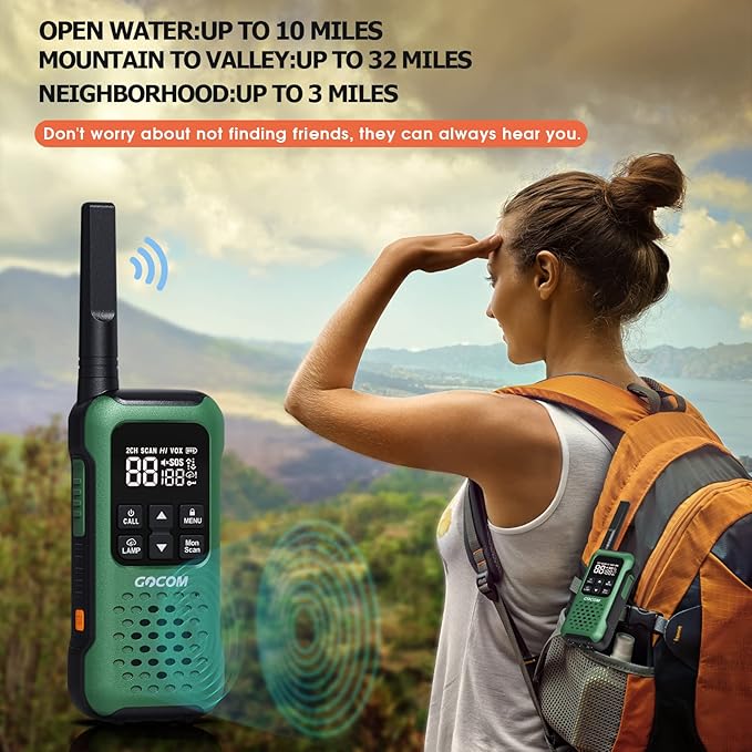 G9 IP67 Waterproof Two Way Radios, 2 Way radios Outdoor Adventure NOAA Weather Alert & SOS Emergency Lamp Adult Walkie Talkies Long Range Rechargeable (G9 - Suitcase 4 Pack)
