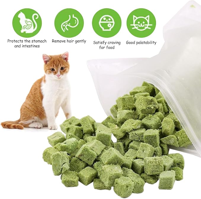 HavenJanny 120g Freezed Drying Cat Grass Treats for Cats, Cat Grass Teething Stick Snacks for Cats Hairball Removal and Teeth Cleaning