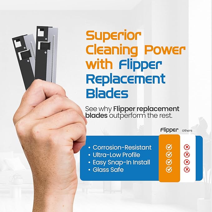 FL!PPER Flipper Max Aquarium Algae Remover for Fish Tank Cleaner Replacement Blades, Pack of 2 - Glass Scraper Blades for Cleaning Kits - Water Cleaning Accessory