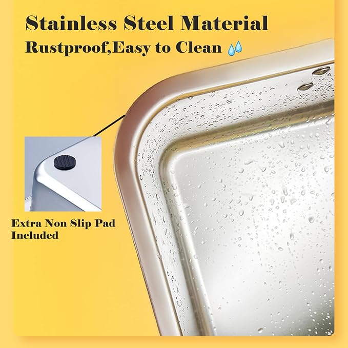 LIHONG Stainless Steel Cat Litter Box,Extra Large Metal Litter Box for Big Cats Kitty Rabbits,No Smell,Non Stick,Easy to Clean(24" Lx16 Wx8 H,XL)