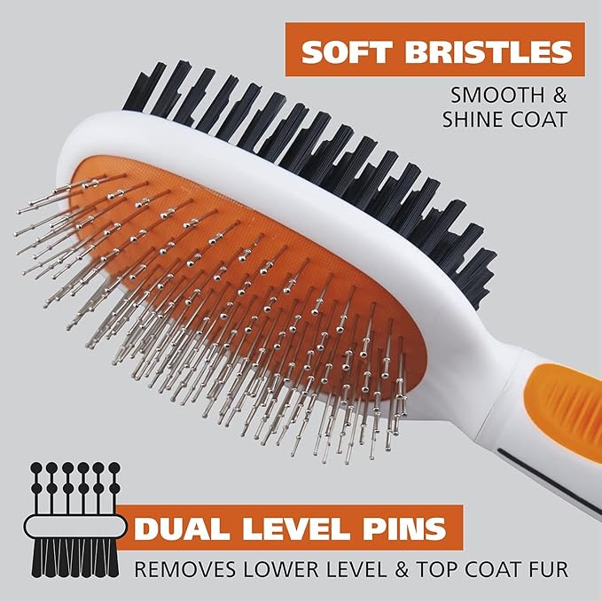 Wahl Premium Pet Double Sided Pin Bristle Brush with Patented Stacked Pin Design for Dogs - Removes Loose Hair & Stimulates the Skin while Creating a Soft Coat Shine - Model 858501
