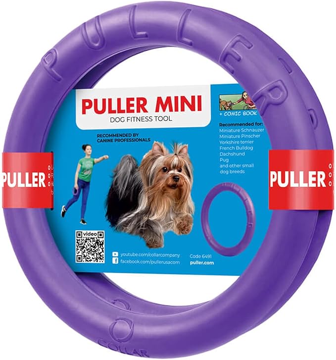 Dog Toy - Interactive Small Midi Dog Puppies Training - Fetch Toy - Dental Healthy - Dog Toys Set 2 Rings by Puller Mini Plus - Size 7 inches