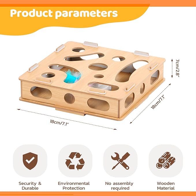 Cat Puzzle Toy - Interactive Cat Toys, Kitten Ball Toy with Soft Felt Maze Game Puzzle Box for Cats