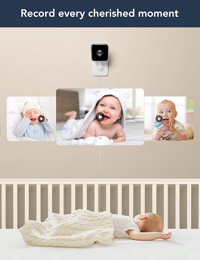 GNCC Baby Monitor with Camera and Audio, Baby Monitor WiFi Smartphone 2.4 GHz with Motion and Sound Detection, Pet Security Camera Indoor, 1080P HD Night Vision,Two-Way Audio, SD or Cloud Storage