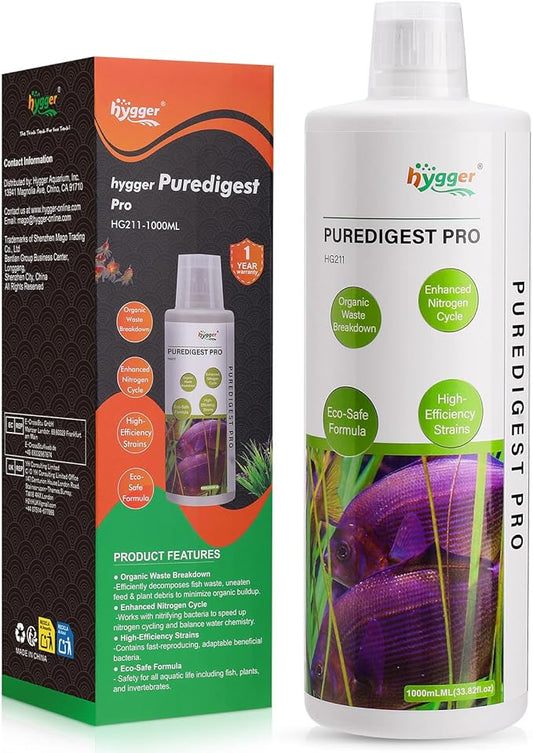 hygger Aquarium Water Bio-Clarifier, Reducing Fish Waste and Cleaning Organic Sludge, Natural Fish Tank Aquarium Leave-in Waste Management Solution for Freshwater and Saltwater Tanks, 1000 ML