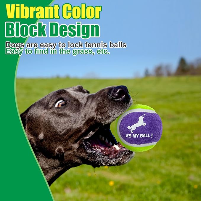 EXPAWLORER Squeaky Tennis Balls for Dogs-12 Pack High Elastic Dog Balls for Aggressive Chewers,Interactive Dog Chew Toys for Training, Fetching, Chewing, Playing for Dogs Christmas Toys