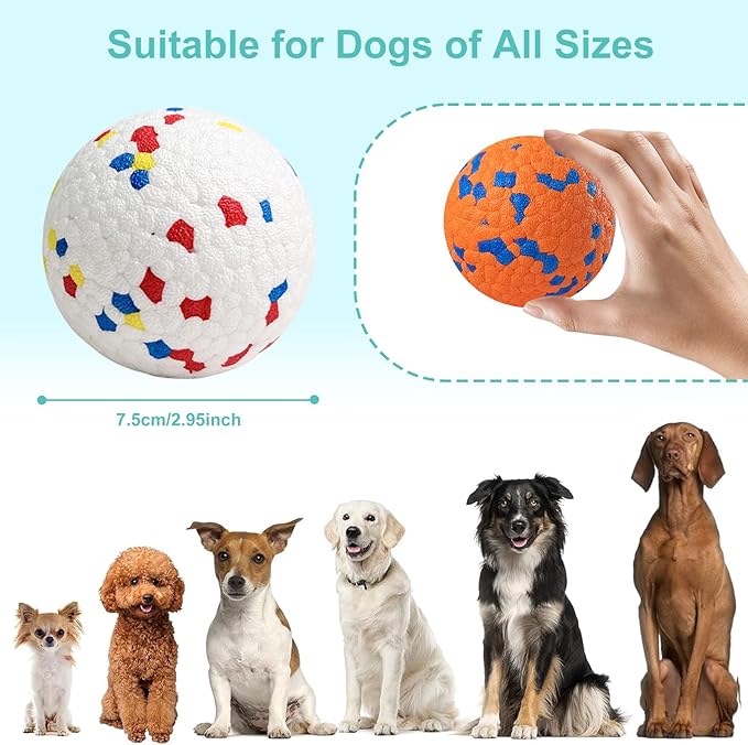 Dog Balls, Chew Toy Tennis for Aggressive Dogs, Interactive Toys for Tossing and Catching, Lightweight Toys That Float on Water, Balls for Large/Medium/Puppies Dogs