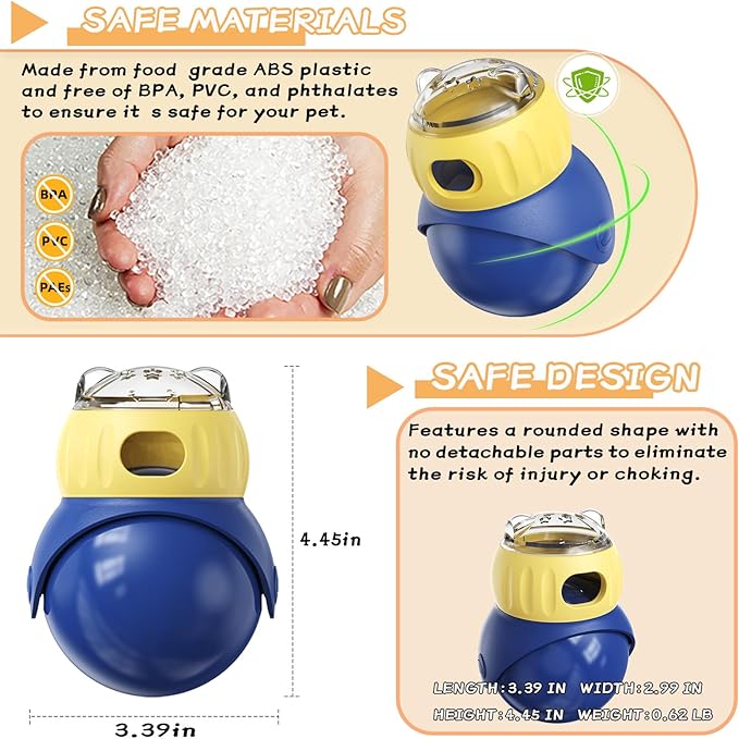 Interactive Dog Toy-Dog Treat Toys/Cat Food Feeder, Pet Indoor Exercise Swinging Nonpareil Feeder for Cats, Dogs