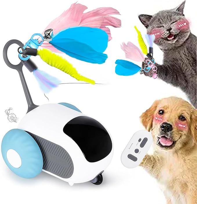 Turbo Tail 5.0 Remote Control Cat Toy, Interactive Cat Toys for Indoor Cats, Automatic Kitten Toys with 2-Speed Adjustment, Remote Control & Rechargeable Exercise Cat Toys for Bored Indoor Adult Cats