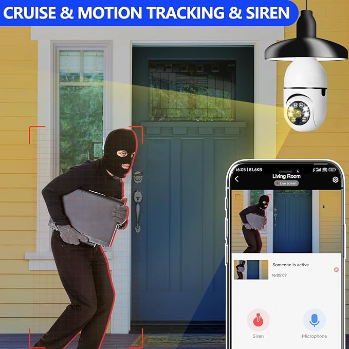 Light Bulb Camera 2 Pack,5g Dual Band Bulb Camera,WiFi 6 Light Bulb Camera Pack of 2, 2.4G/5G WiFi Light Bulb Camera, Home Secuirty Socket Camera,360 Degree Panoramic Camera 2pcs