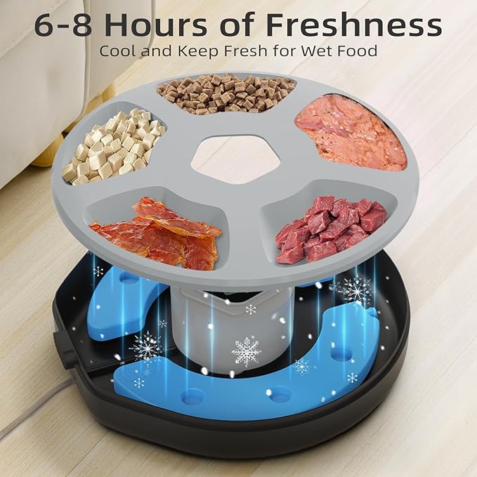 Pet Feeder Ice Tray Accessory – Freeze & Insert to Keep Pet Food Fresh & Cool, Extends Freshness in Automatic Feeders
