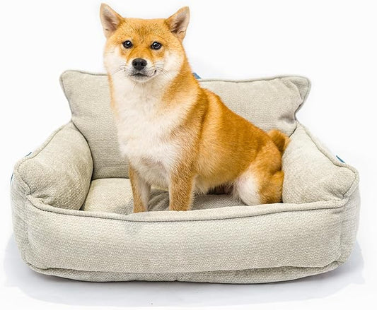 Orthopedic Dog Bed for Small Dogs - Washable Pet Bed with Removable Side Bolsters, Non-Slip Durable, Plush Cat Sofa for Comfort - Soft Supportive Small Dog Sofa (Light Grey)