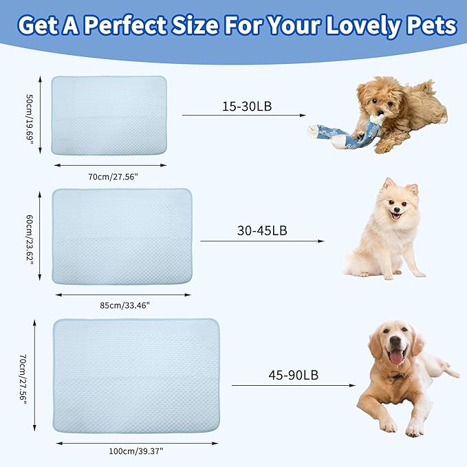 Dog Cooling Mat, Durable Machine Washable Pets Cool Pad, Large, Blue