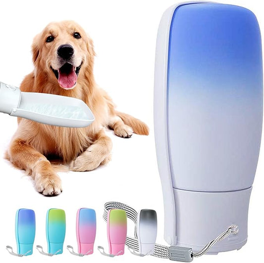 Outdoor Dog Water Bottle, Food Grade Plastic Dog Travel Water Bowl Dispenser, Portable Pet Water Bottle, Pet Essentials for Dogs Cat Puppy Walking Hiking, Dog Gifts(19Oz, Blue&White)