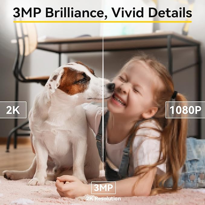 Indoor Camera - 2K Pet Camera 5G/2.4GHz WiFi for Baby Monitor with Phone App, 360° Pan & Tilt, 2-Way Audio, Night Vision, with 64G TF Card, K30