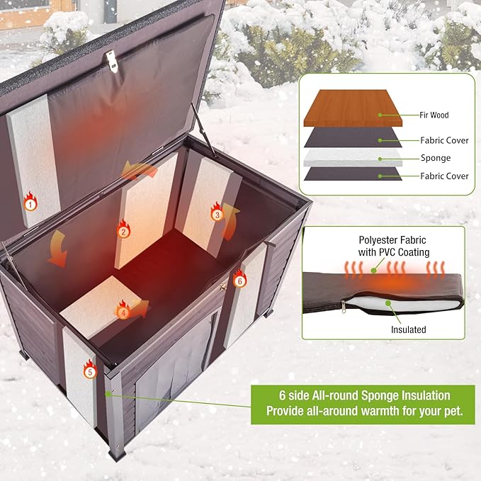 Insulation Dog House Outdoor Dog Kennle with Liner for Winter,Waterproof