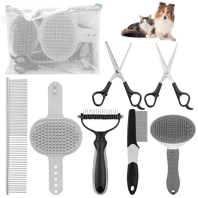 Pet Grooming Kit – Shedding Slicker Brush & Bath Massage Tool for Dogs, Cats, Puppies & Rabbits | Gentle, Easy-Clean Design for Healthy Coats & Relaxing Grooming