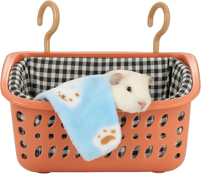 JWShang Rat Hammock for Cage - Chew Proof Warm Bed, Hanging Accessory for Small Animals, Mouse, Guinea Pig, Chinchilla, Sugar Glider (Small, Pink)