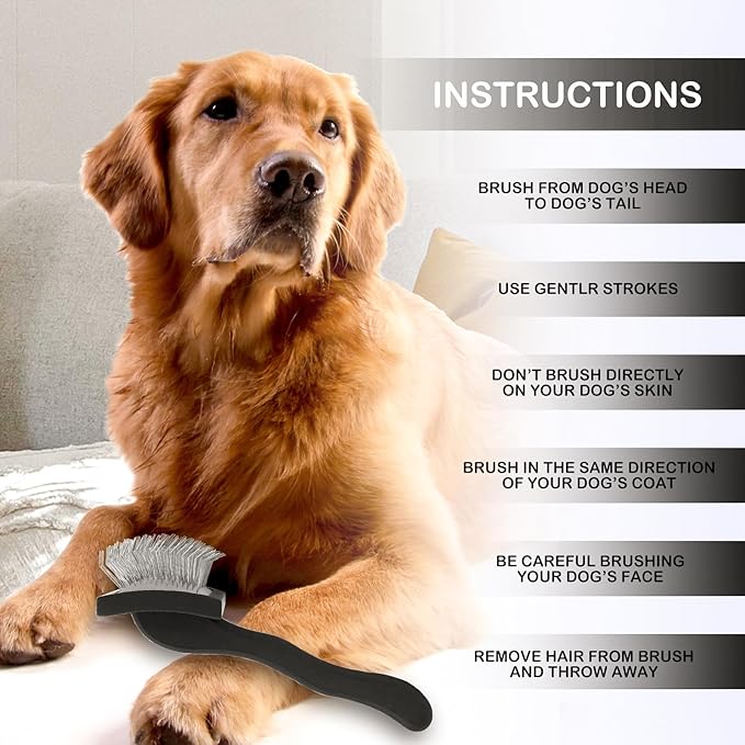 Black Slicker Brush for Goldendoodles, Labradoodles, Poodles - Grooming Kit for Medium & Long Haired Dogs