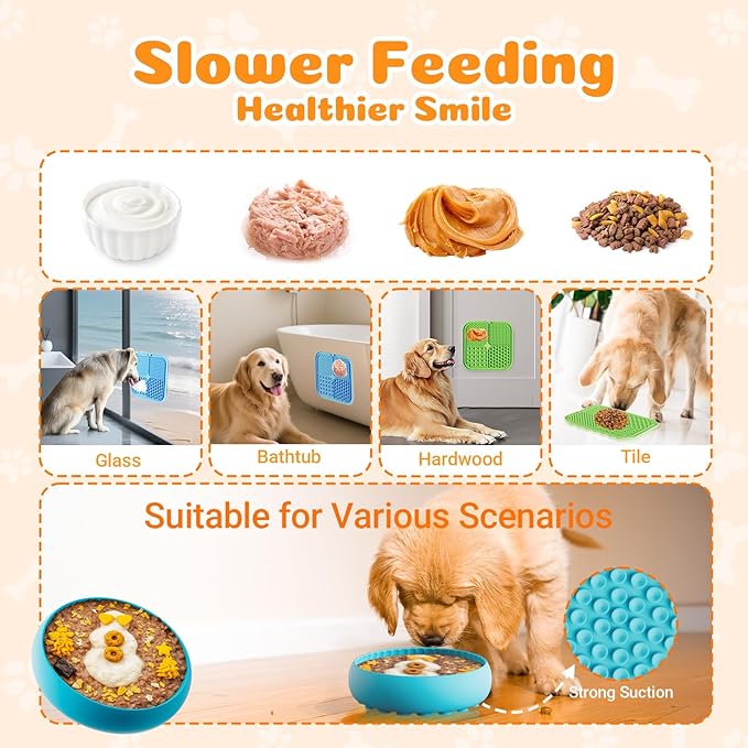 KILIN Dog Enrichment Toys 6 Pack - Dog Toys to Keep Them Busy, Lick Mat, Ball & Bowl with Peanut Butter, Frozen Treat Puzzle Dispenser for Anxiety Relief, Reduce Boredom, Perfect for Bathing Grooming