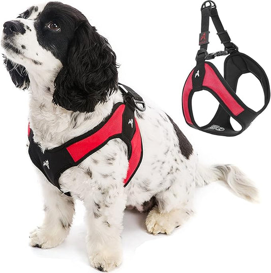 Gooby Escape Free Easy Fit Harness - Red, Medium - No Pull Step-in Patented Small Dog Harness with Quick Release Buckle - Perfect On The Go No Pull Harness for Small Dogs or Medium Dog Harness