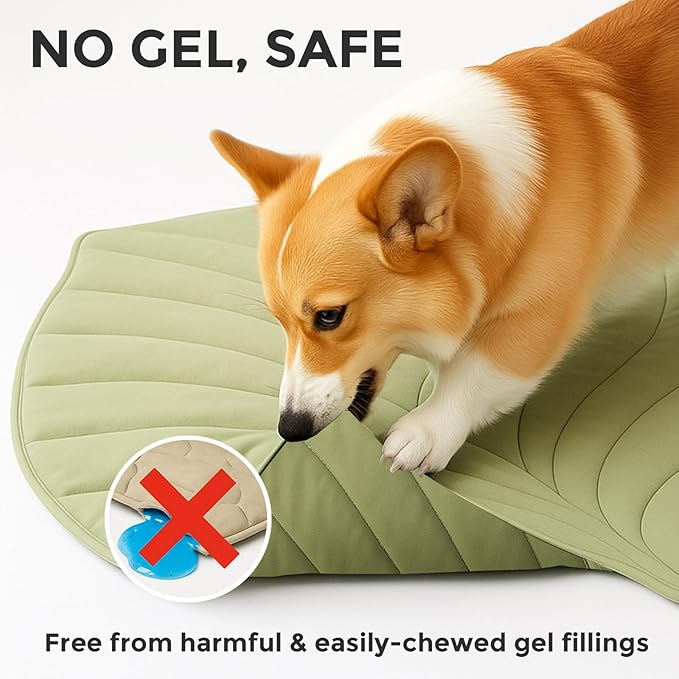 Dog Cooling Mat - Large Leaf Shaped, Washable, Non-Slip, Summer Pad for Dogs and Cats, Lightweight