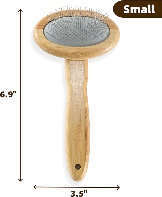 Wooden Dog Slicker Brush for Puppies Deshedding and Hair Removal for Long Haired Pets S