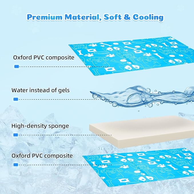 Ownpets Dog Cooling Mat, XX-Large 47"x 31" Instant Cooling Pet Pad, Thickened Portable Pet Cool Pad for Dogs and Cats, Leakproof Water-Filled Summer Relief Mat for Crate, Floor, Car, Outdoor