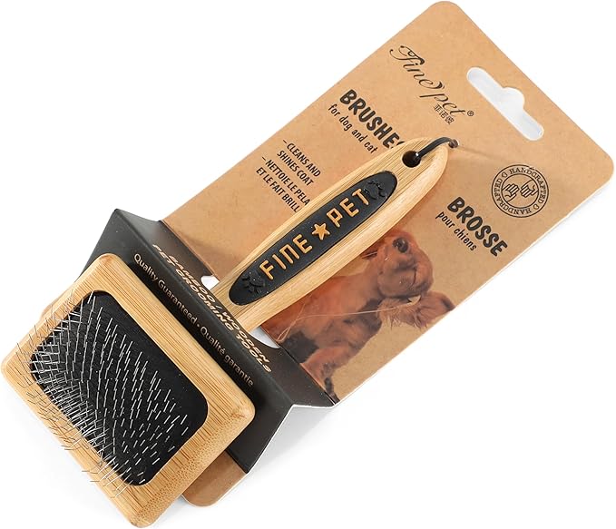Dog Slicker Brush for Shedding Medium Long Haired Pets Wooden Grooming Brush for Small Dogs to Remove Loose Hair Tangles and Knots S