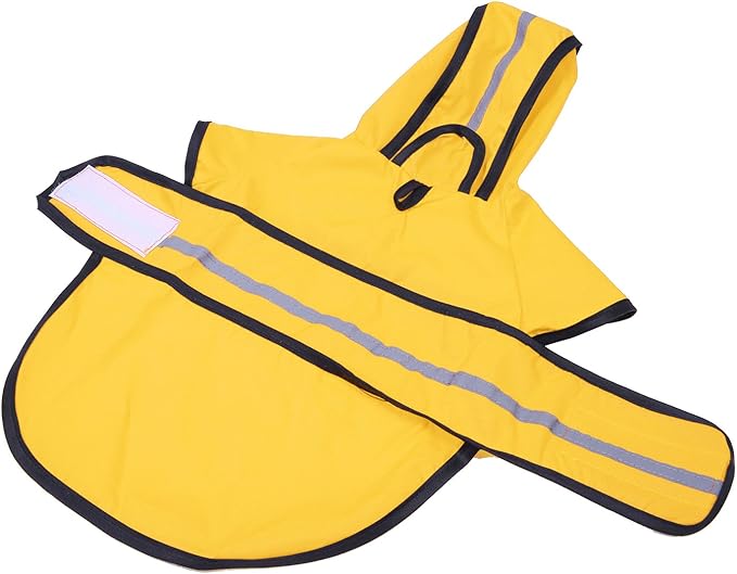HDE Dog Raincoat Jacket Reflective Adjustable Hooded Pet Poncho Rain Coat with Leash Hole for Small to X-Large Dogs Yellow - S