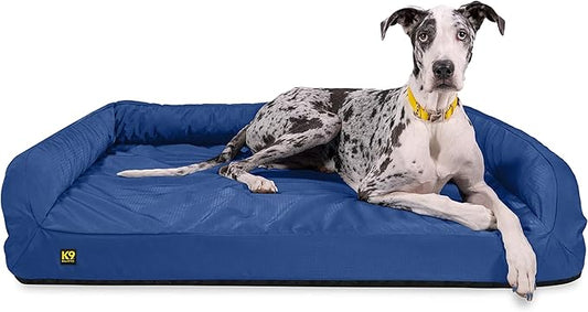 K9 Ballistics Tough Orthopedic XX-Large Bolster Dog Bed - Washable, Durable and Water Resistant Dog Bed - Made for (XXL) Big Dogs, 68"x40", Blue Quartz