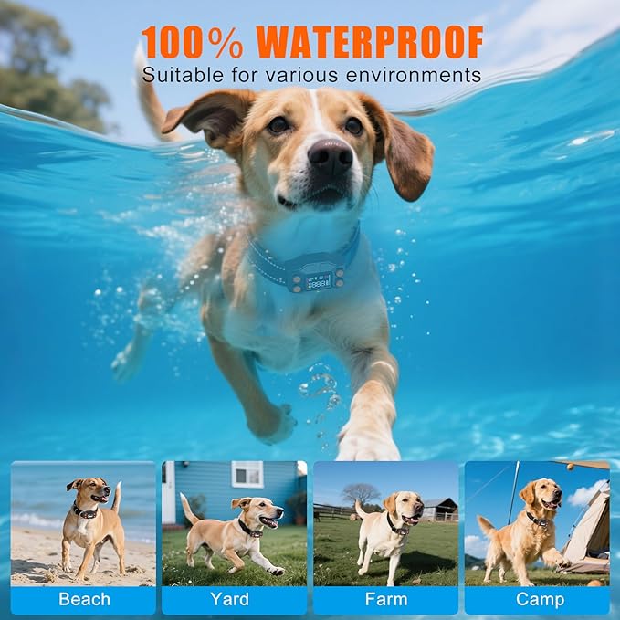 GPS Wireless Dog Fence, GPS Dog Collar Fence System, Adjustable 25-999 Yards Range, IPX7 Waterproof, 5 Training Modes for Medium/Large Dogs Over 15 Lbs