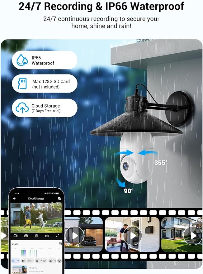 Light Bulb Security Camera Wireless Outdoor, 5G&2.4G WiFi Cameras for Home Security with Patrol, AI Human Detection, Motion Tracking, 2-Way Talk, Color Night Vision, SD/Cloud, 24/7 Recording(2 Pack)