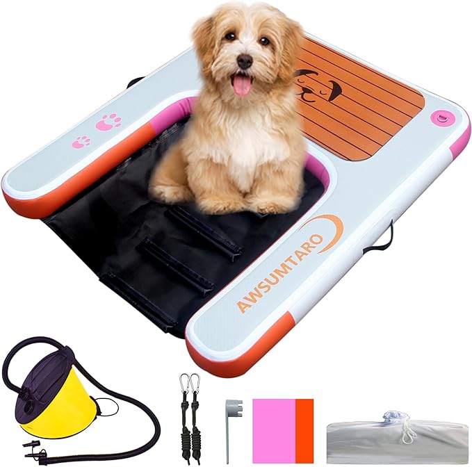 Inflatable Dock, Load-Bearing 200 pounds, Dog pet ramp, Suitable for Swimming Pools, Boat Docks, Lakes, Beach use Water Sports Platform.