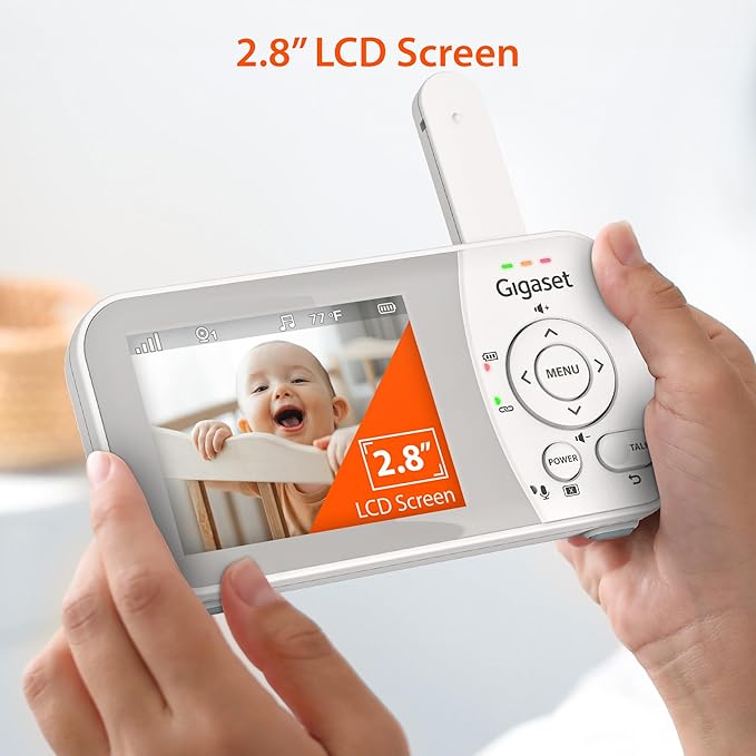 Gigaset Baby Monitor with Camera and Audio - VS280 No WiFi Portable Video Infant Monitor 2.8" Screen, Auto Night Vision, Temperature Alert, 1000ft Range, Ideal for Baby, Elderly, Pet