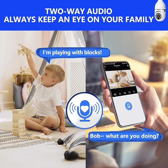 Light Bulb Camera 2 Pack,5g Dual Band Bulb Camera,WiFi 6 Light Bulb Camera Pack of 2, 2.4G/5G WiFi Light Bulb Camera, Home Secuirty Socket Camera,360 Degree Panoramic Camera 2pcs