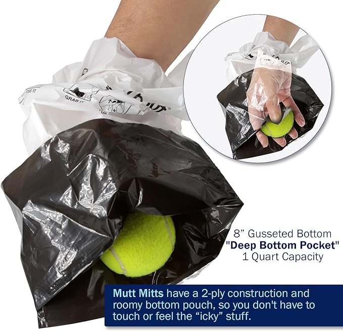 Mutt Mitt® Pinkies 2-Ply 100 Pink & Black Dog Waste Bags on 1 dog waste bag station header - 300% Thicker than mini roll dog waste bags - no more warm & yuck feeling