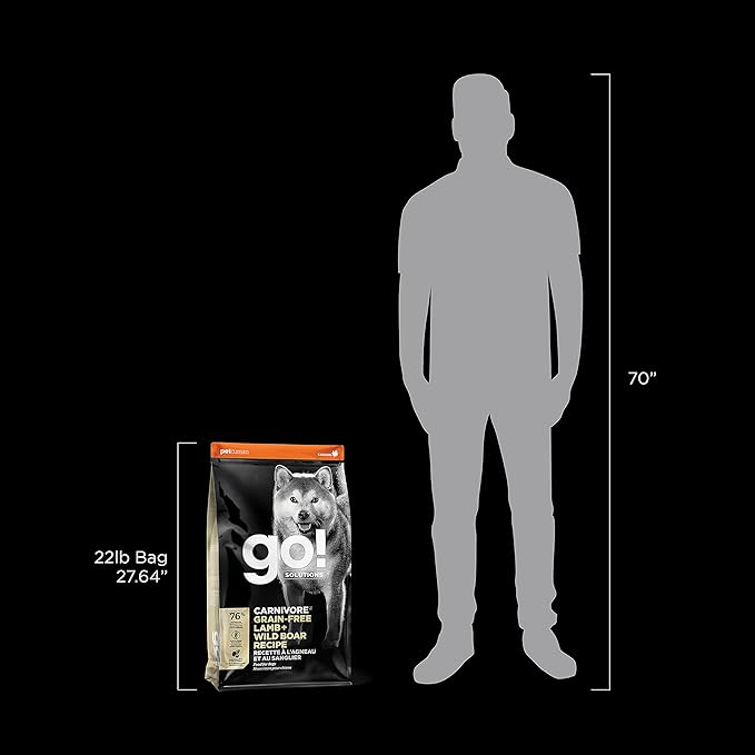 Go! Solutions Carnivore, Grain-Free, Protein Rich Dry Dog Food, Lamb and Wild Boar Recipe, 22 lb Bag