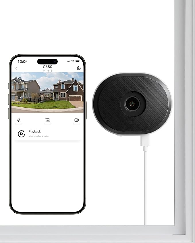 ZOSI C680 2K Window Security Camera with Full Color Night Vision, 3MP Indoor Plug-in WiFi Camera for Home Security, AI Human Vehicle Detection, 2.4/5GHz WiFi, 24/7 Recording, 2 Way Talk, Easy Install