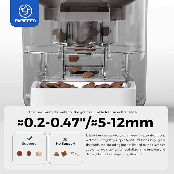 PAPIFEED 6L Automatic Cat & Small Dog Feeder - Programmable Pet Feeder with 36 Daily Meals, Detachable Stainless Steel Bowl, 25 Cup Capacity Smart Food Dispenser for Easy Cleaning