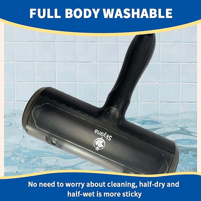 Skyana Pet Hair Roller Brush, Reusable Fur Removal Tool,Self-Cleaning Lint Roller for Dogs and Cats.Hair Removal for Fourniture,Couch,Carpet,Clothing,and Bedding (Black)