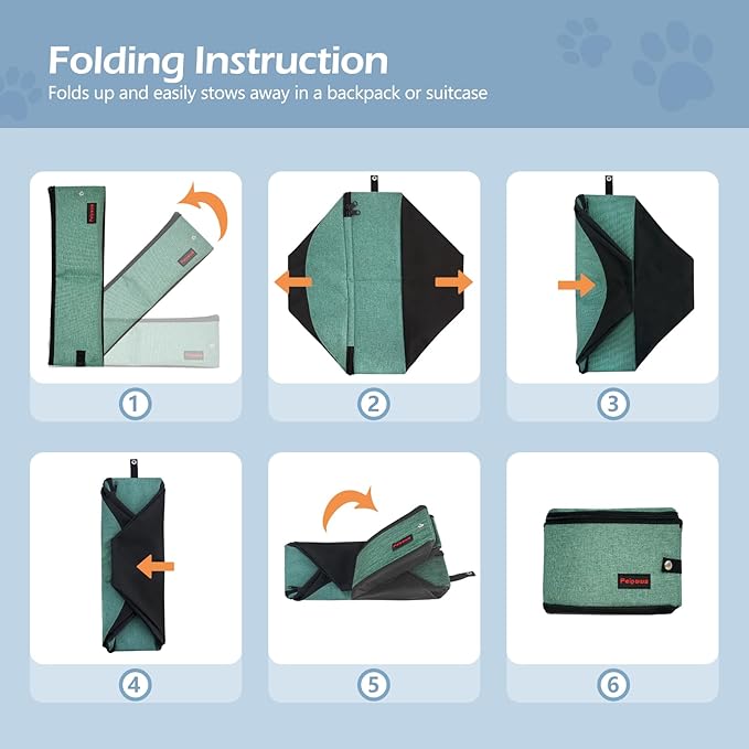 Portable Cat Travel Litter Box. Zipped Lid, Collapsible Litter Box for Cats. No Leakage, No Smell. Easy to Carry. Used for Hotels, Camping, Car (Green, M)