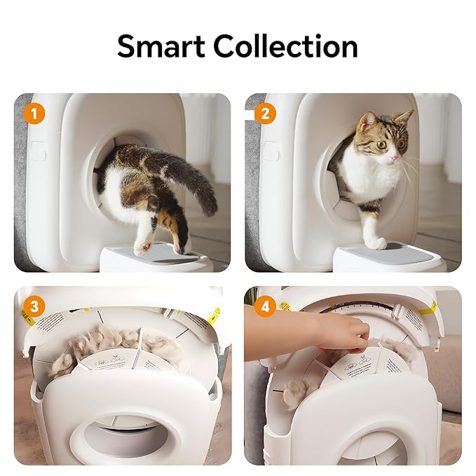 AutoComb Automatic Cat Self Groomer, 360° Surround Skin Friendly Grooming Tool For Cats, Self Cat Brushes with biomimetic cat tongue brush for Long or Short Haired & Smart feeder, White