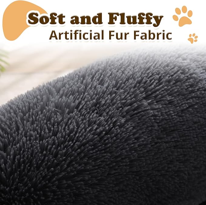 JOLLYVOGUE Dog Bed, Calming Anti-Anxiety Large Dog Bed, Fluffy Donut Cushion for Medium and Large Pets (39")