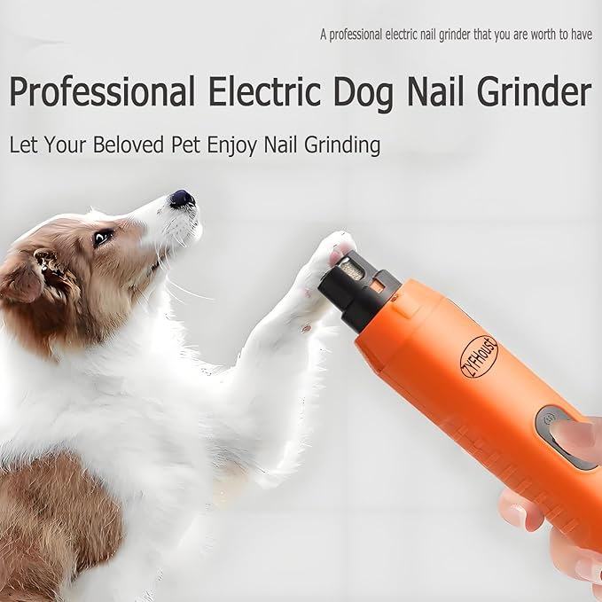 Dog Nail Trimmers, Professional Electric Dog Nail Grinder, Silent Groom Pro Nail Grinder Quiet with 2 LED Lights, 2 Grinding Wheels for Large Medium Small Dogs and Cat (Orange)