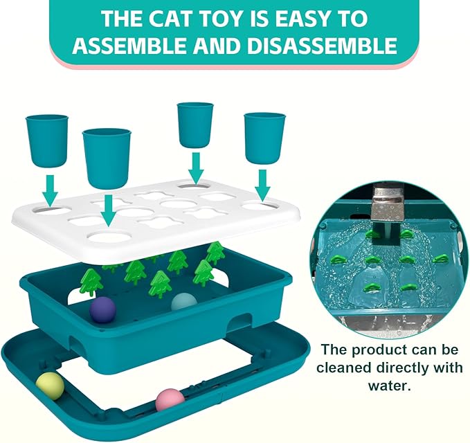 Cat Puzzle Toys for Indoor Cats Mind Game Ball Track Kitten Food Puzzles Toy Sensory Activity Cat Enrichment Toys Treat Feeder Entertainment Mental Stimulation Kitty Gift