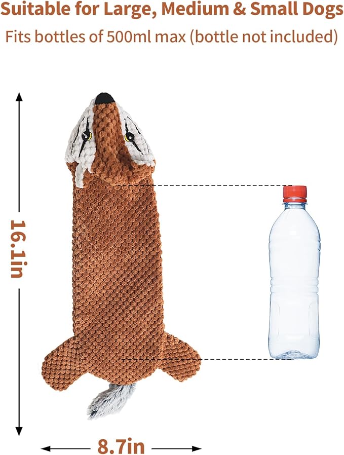 Dog Toys, Squeaky Plush No Stuffing Crinkle Dog Toy for Small Medium Large Dogs, [5 Pack] Interactive Puppy Teething Water Bottle Dog Chew Toy