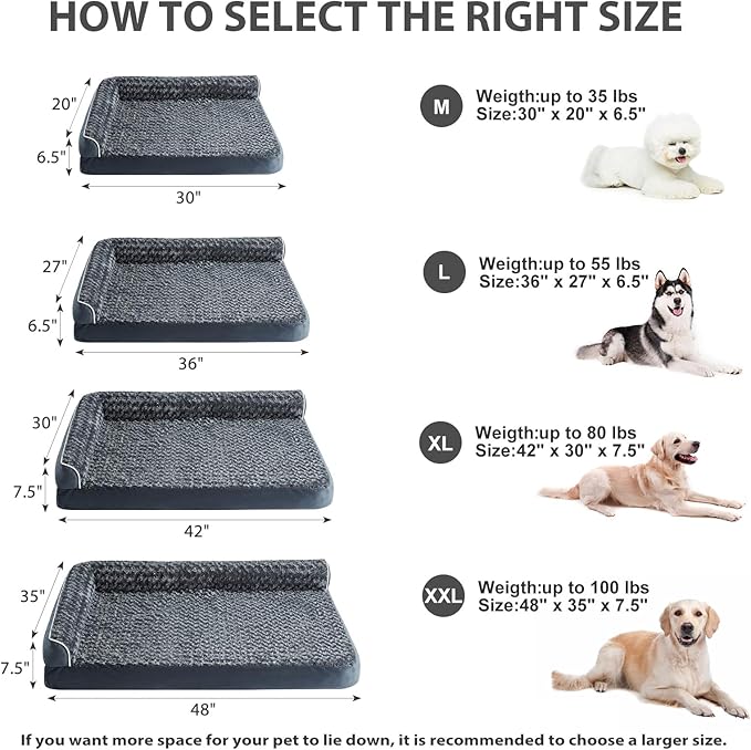 BFPETHOME Orthopedic Dog Beds for Large Dogs-Waterproof Sofa Dog Bed with Removable Washable Cover, Large Pet Bed with Waterproof Lining and Nonskid Bottom, Pet Bed for Dogs