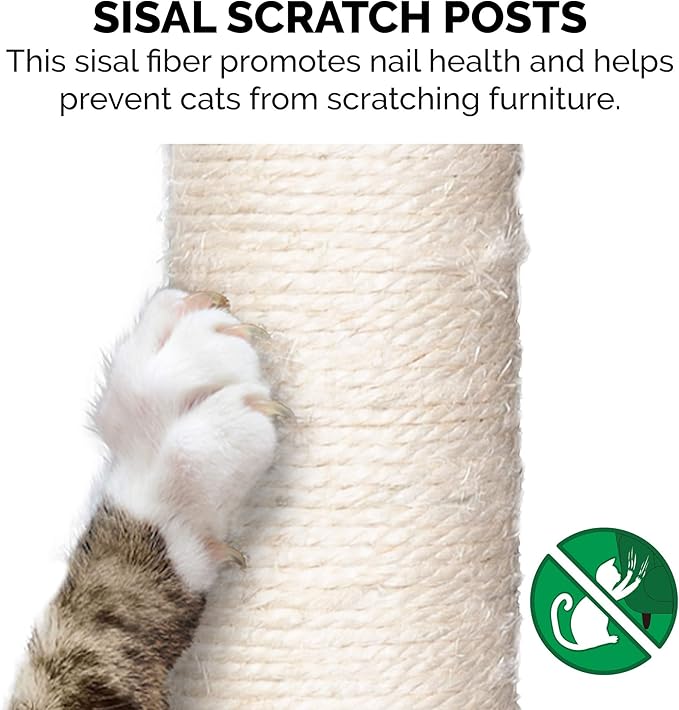 Furhaven 22.5" Tall Cat Tree for Indoor Cats, Ft. Sisal Scratching Post, Plush Ball Toy, & Busy Box Toy - Tiger Tough Scratching Post Interactive Playground - Brown, One Size