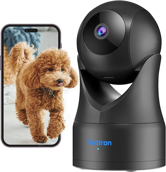 owltron Indoor Camera 2K, 360 Cameras for Home Security with Motion Detection, Baby Monitor with Phone App, 2.4G WiFi Pet Cam with Night Vision & 2-Way Audio